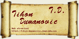Tihon Dumanović vizit kartica